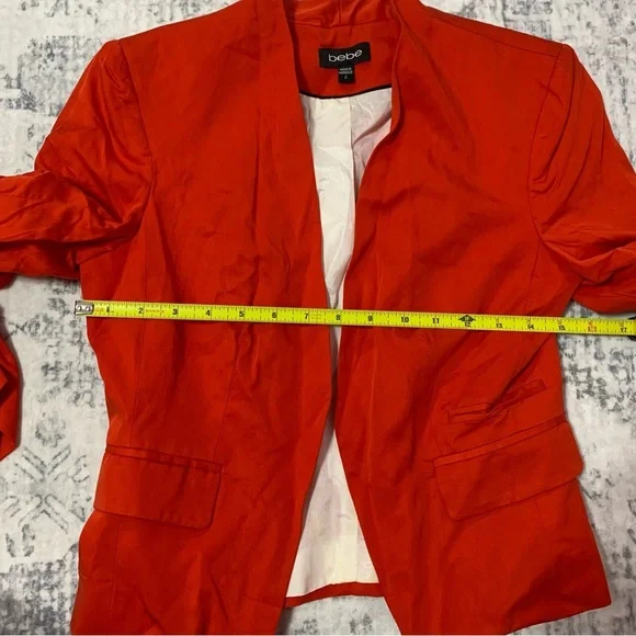 VTG Bebe Red Open Front Blazer Jacket Size 2 - Picture 8 of 14